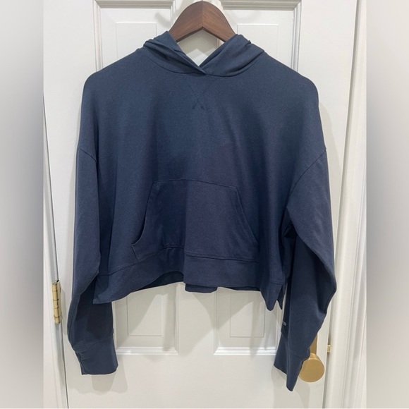 Fabletics Cloud Jersey Cropped Hoodie Deep Navy Heather Women's XS - Picture 4 of 6